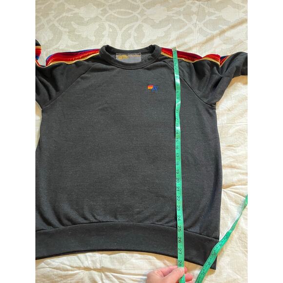 Aviator nation velvet striped crewneck sweater sweatshirt size large - Picture 4 of 8